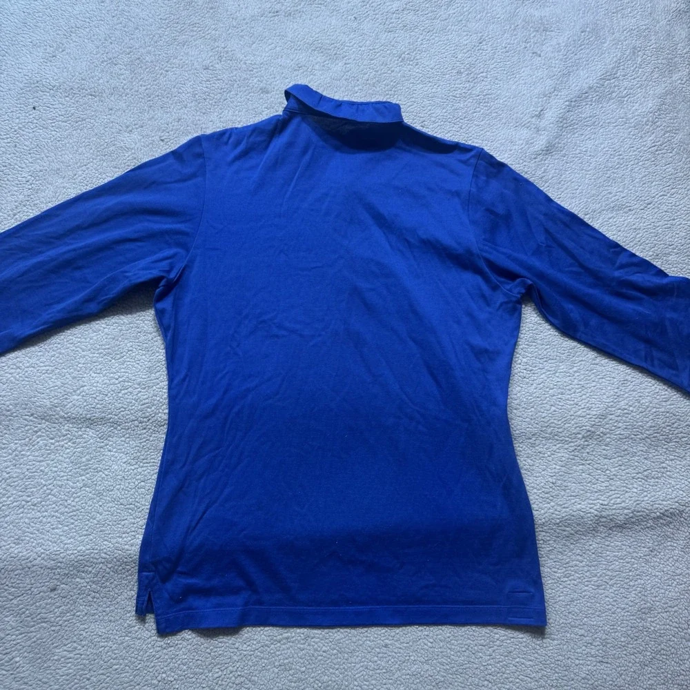 Peter Millar Pullover Shirt Mens Medium Blue Mock Neck Long Sleeve Golf Casual